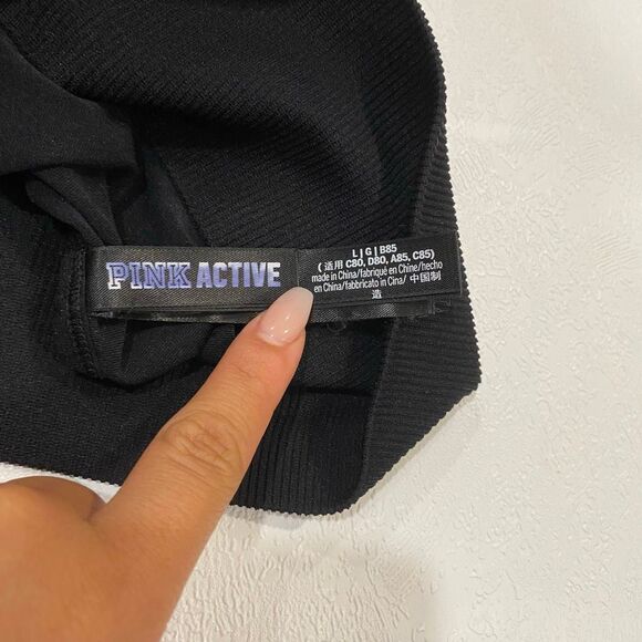 Victoria’s Secret PINK Active Black Sports Bra Crop Top Size Large - Picture 3 of 5